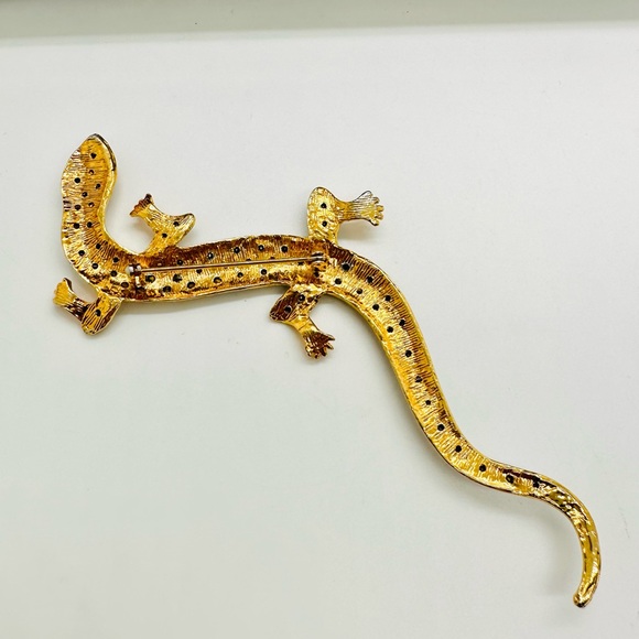 Vintage Rhinestone Lizard Reptile Brooch - Picture 3 of 8